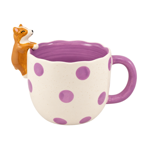 Fioletowy kubek z ceramicznym corgiem.png