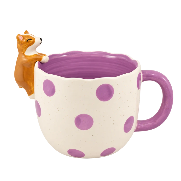 Fioletowy kubek z ceramicznym corgiem.png